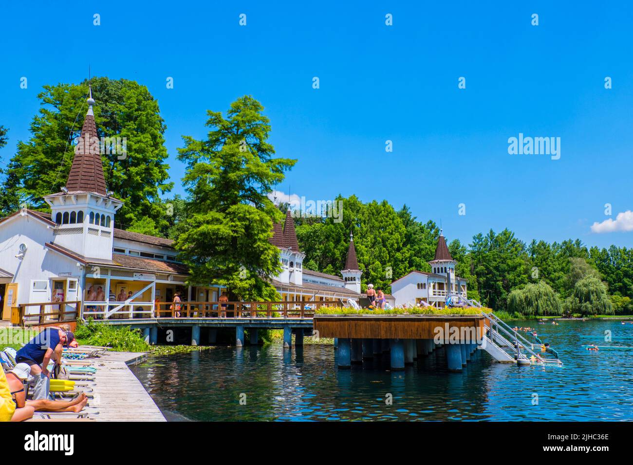 Lago termale, Heviz, Ungheria Foto Stock