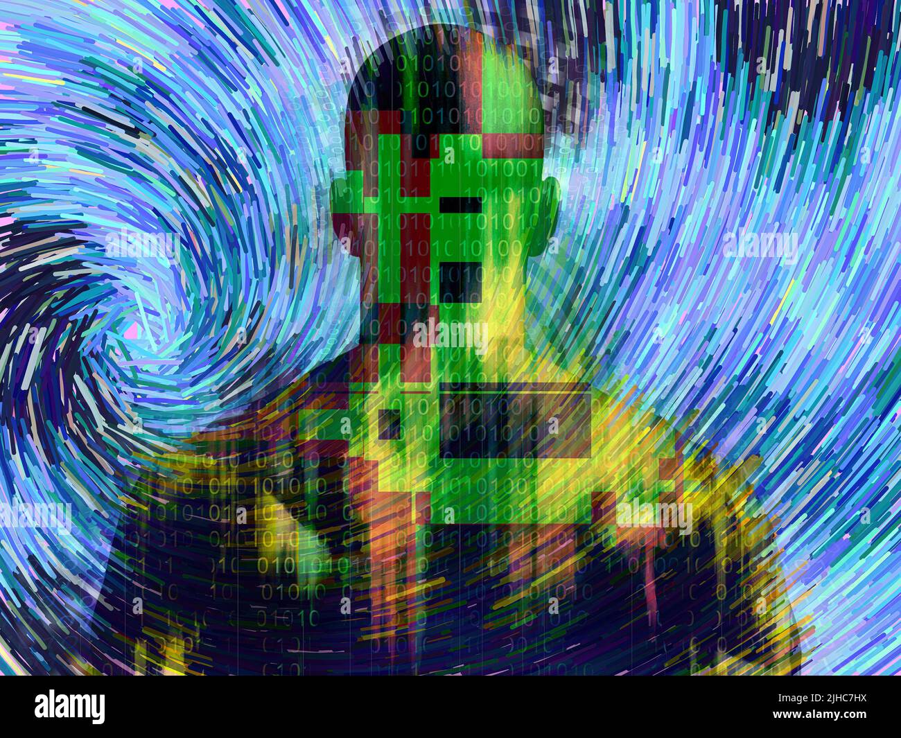 Streaming di codice binario e MAN. Rendering 3D Foto Stock