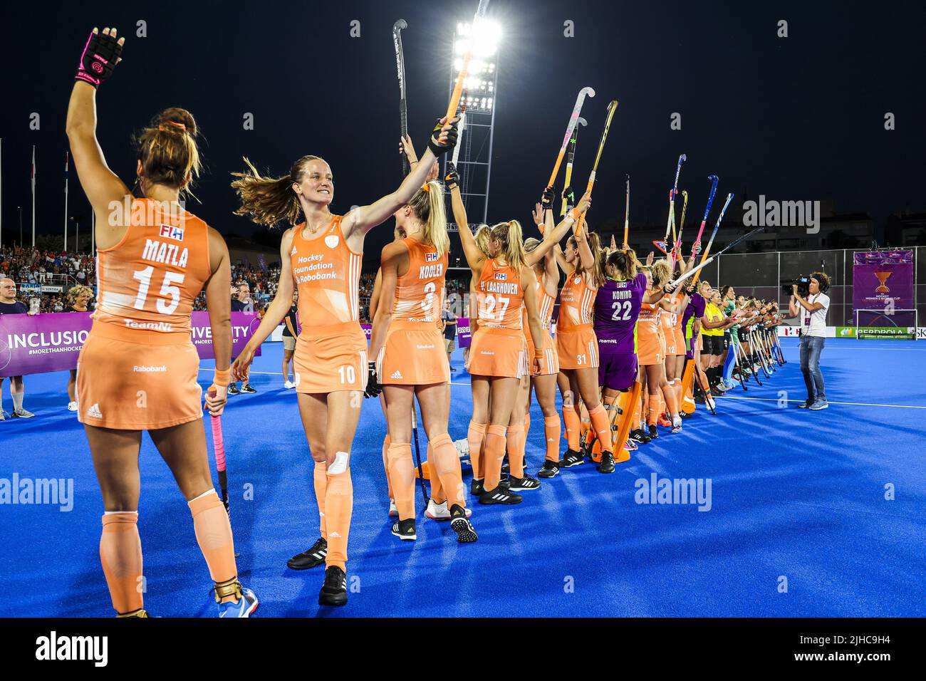 TERRASSA - atmosfera della selezione durante la finale tra Olanda e Argentina alla Coppa del mondo di Hockey. ANP WILLEM VERNES Foto Stock