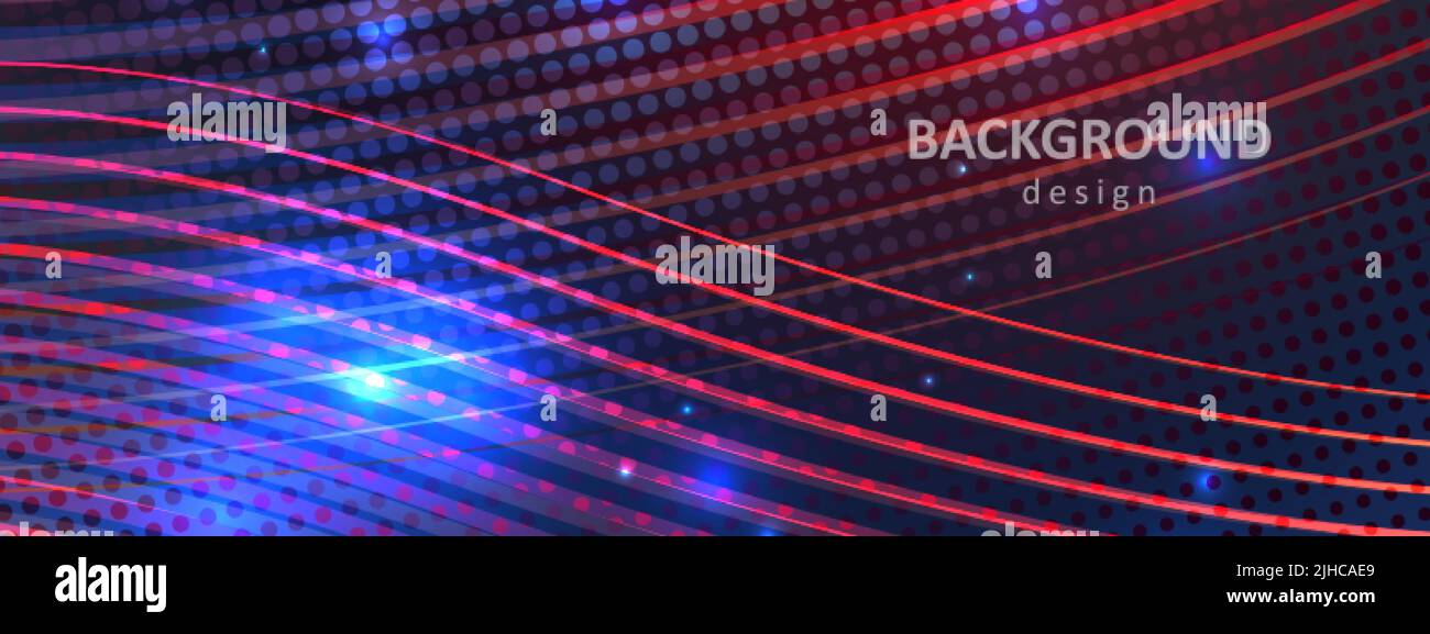 Risplendi lo sfondo astratto con linee e punti. Tecnologia, annuncio di notizie, scienza contemporanea e modello di banner vettoriale IT digitale Illustrazione Vettoriale