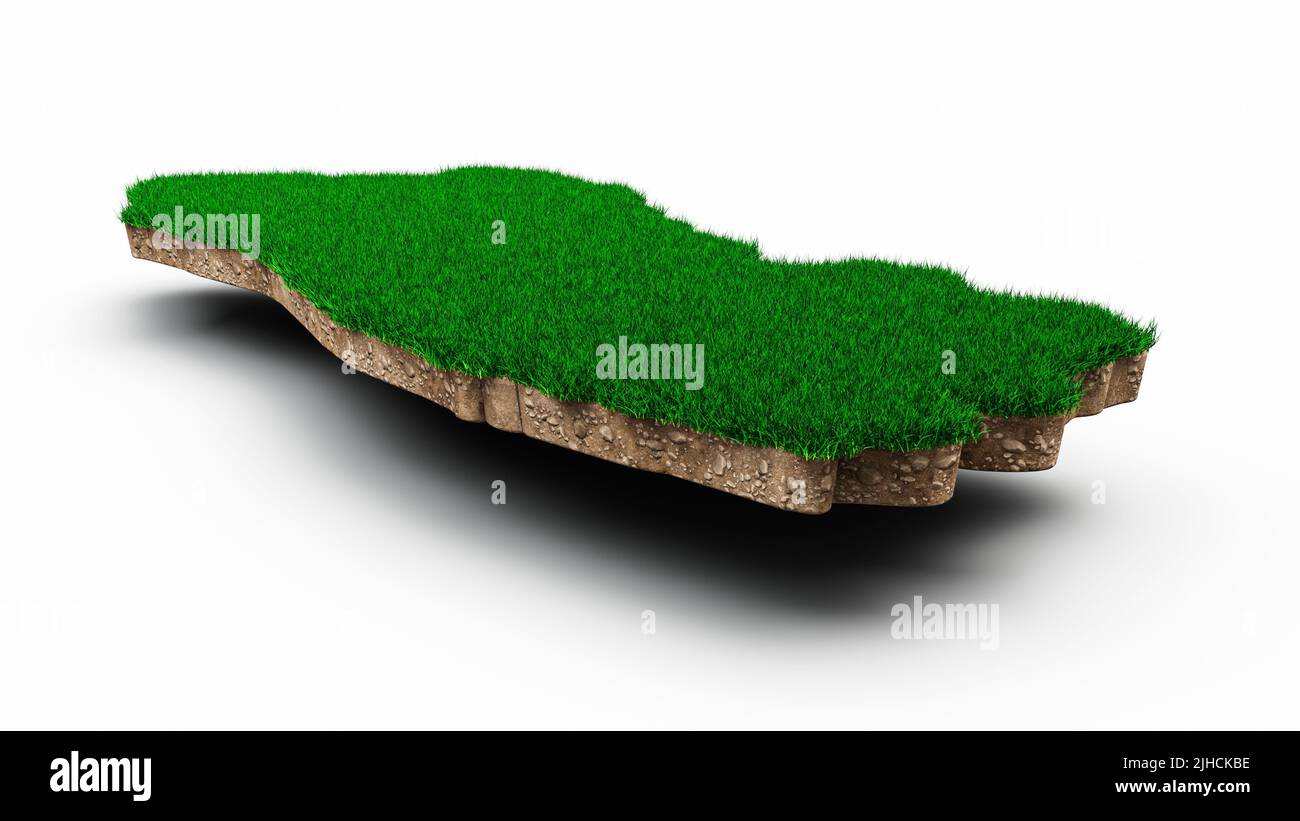 Una rappresentazione del 3D della mappa di El Salvador con geologia del suolo e della terra Foto Stock