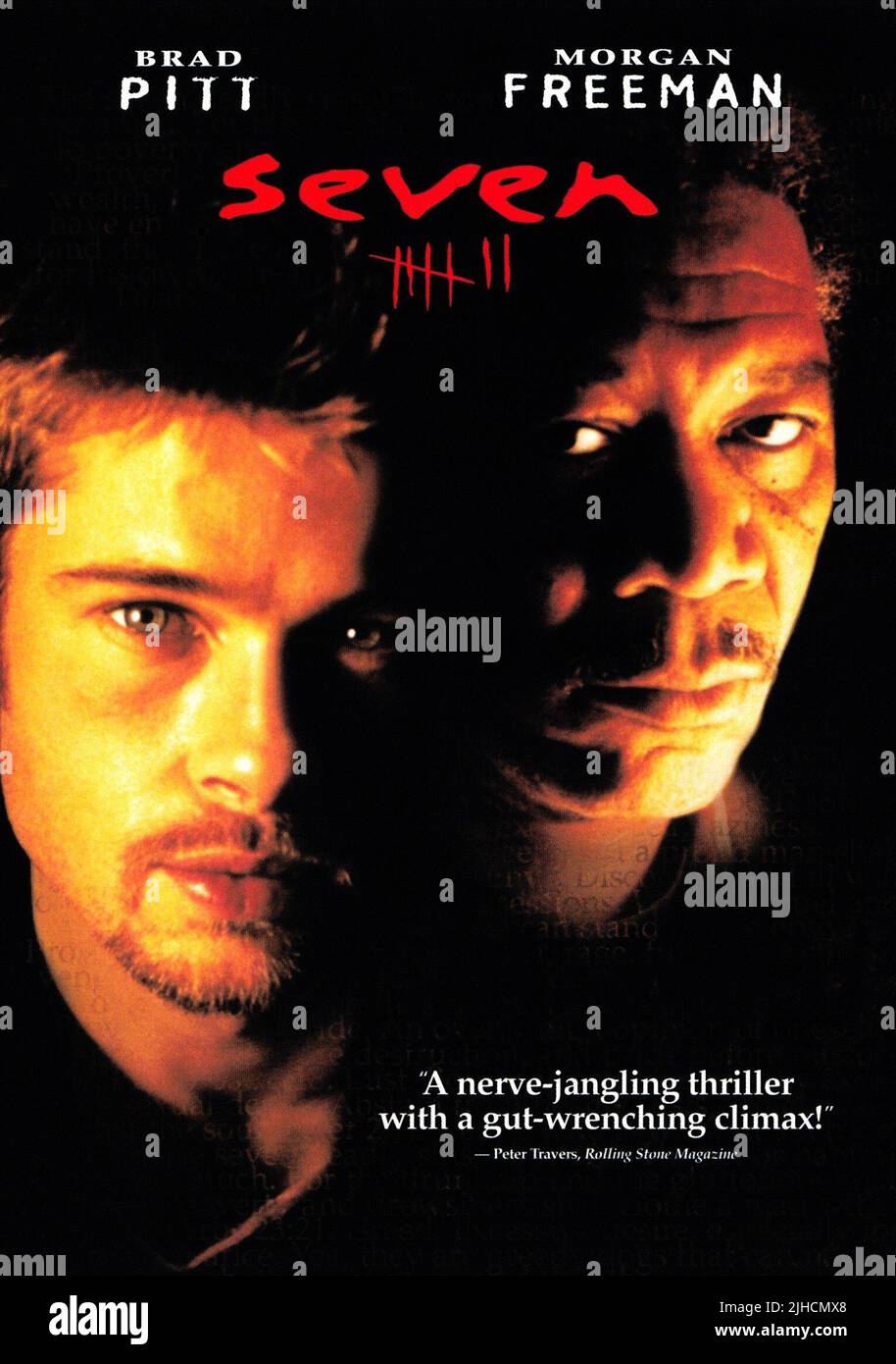 BRAD PITT, Morgan Freeman POSTER, SE7EN, 1995 Foto Stock