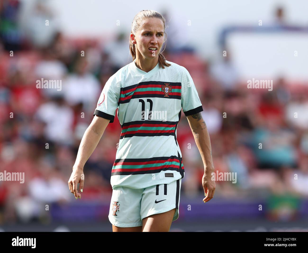 Leigh, Regno Unito. 17th luglio 2022. Tatiana Pinto del Portogallo durante la partita UEFA Women's European Championship 2022 al Leigh Sports Village di Leigh. Il credito dell'immagine dovrebbe leggere: Darren Staples/Sportimage Credit: Sportimage/Alamy Live News Foto Stock