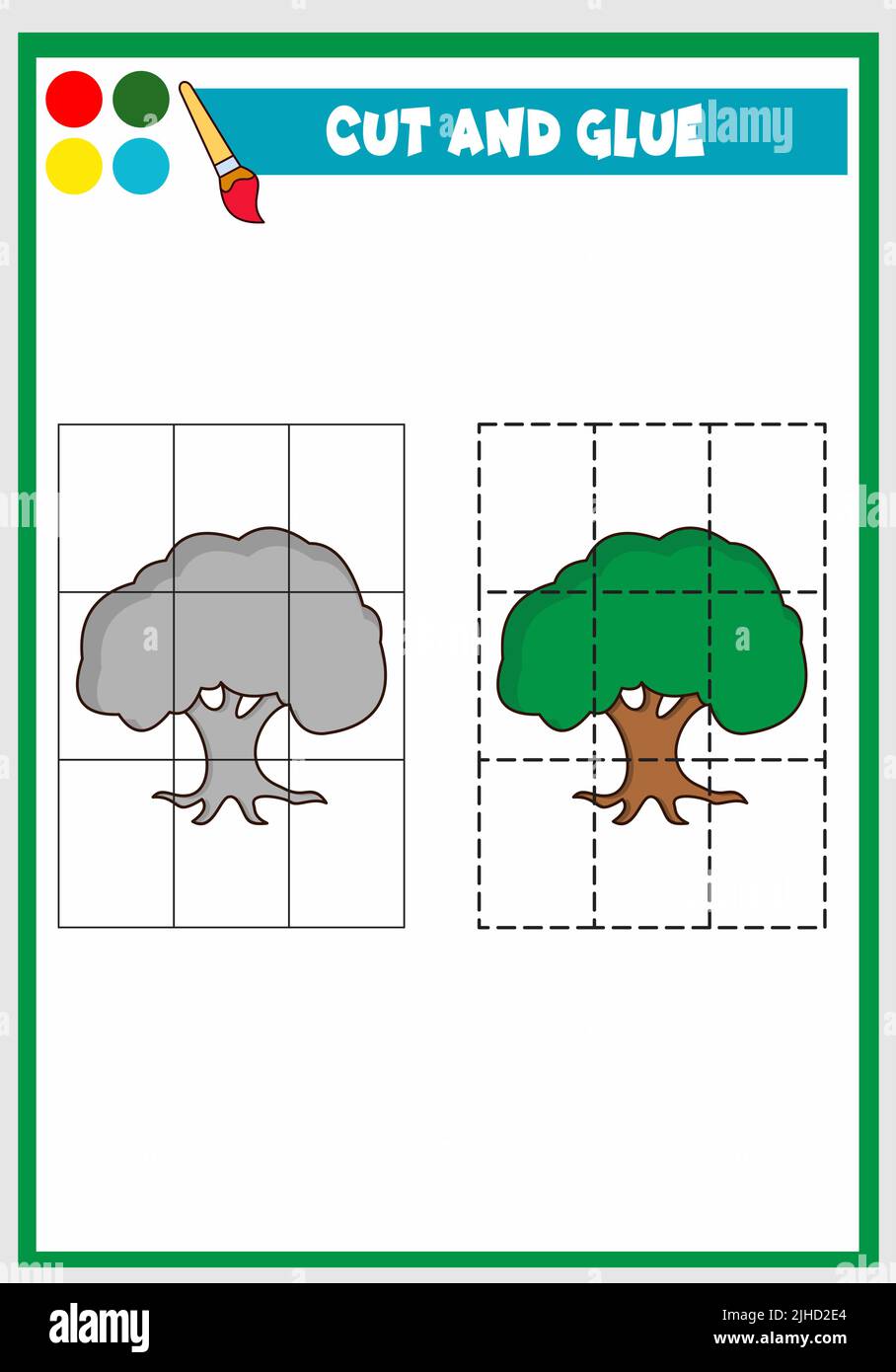 tagliare e incollare gli alberi Illustrazione Vettoriale