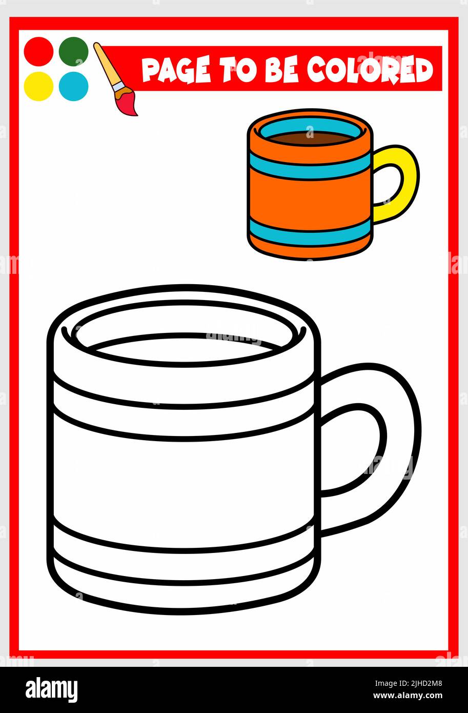 libro da colorare per bambini. tazza Illustrazione Vettoriale