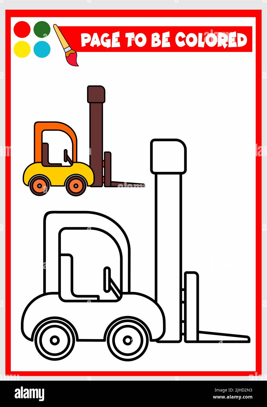 libro da colorare per bambini. Veicolo trattore Illustrazione Vettoriale