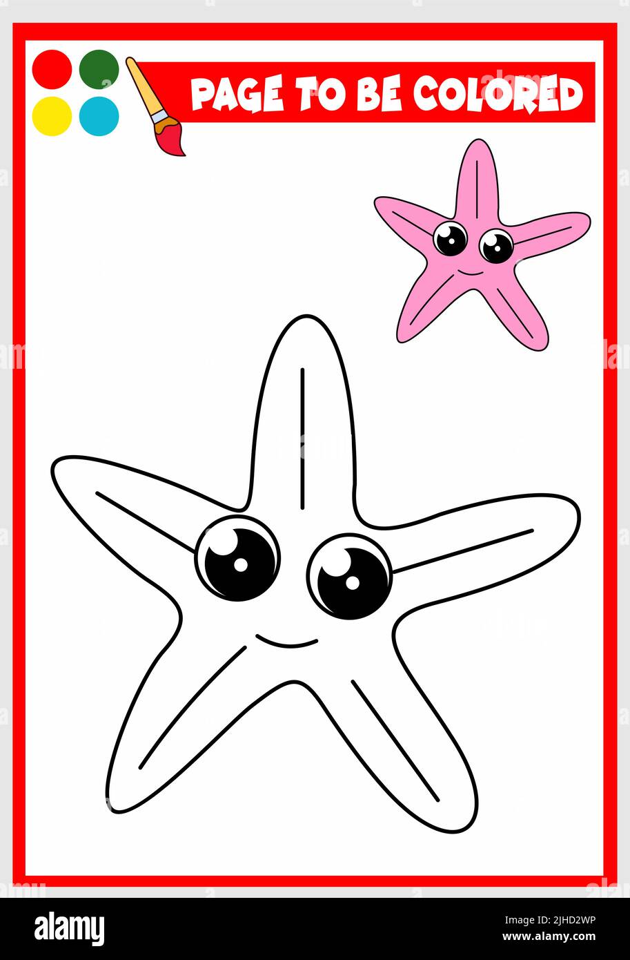libro da colorare per bambini. stelle marine Illustrazione Vettoriale