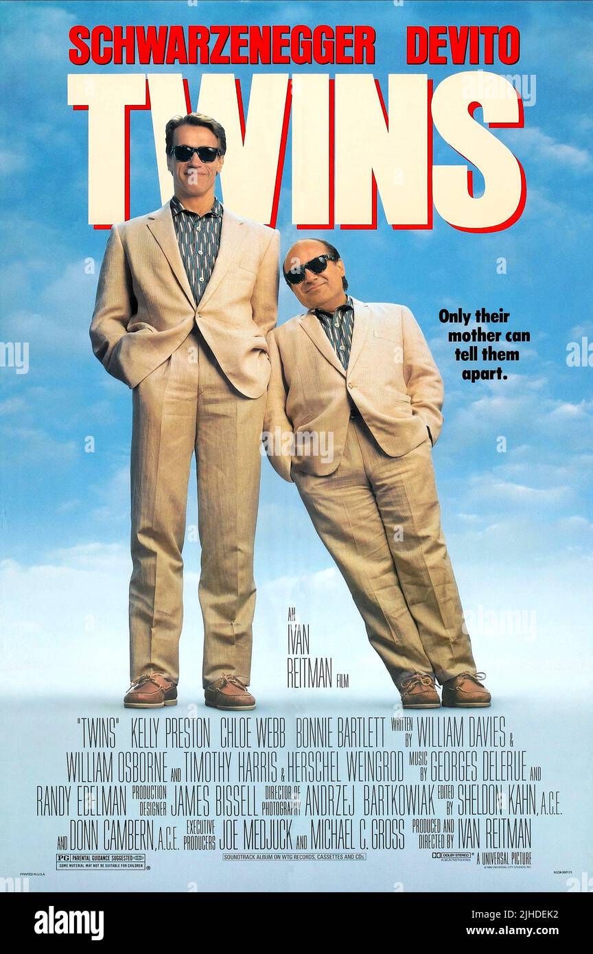 ARNOLD SCHWARZENEGGER, DANNY DEVITO POSTER, gemelli, 1988 Foto Stock