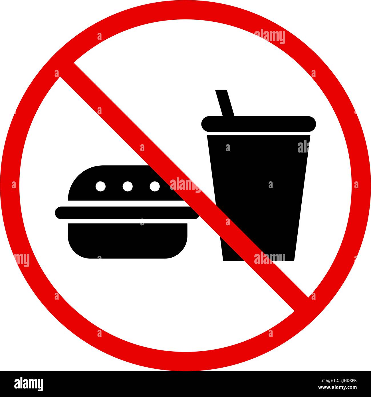 No Food and drink Sign. Cibo o bevande vietati. Vettore modificabile. Illustrazione Vettoriale
