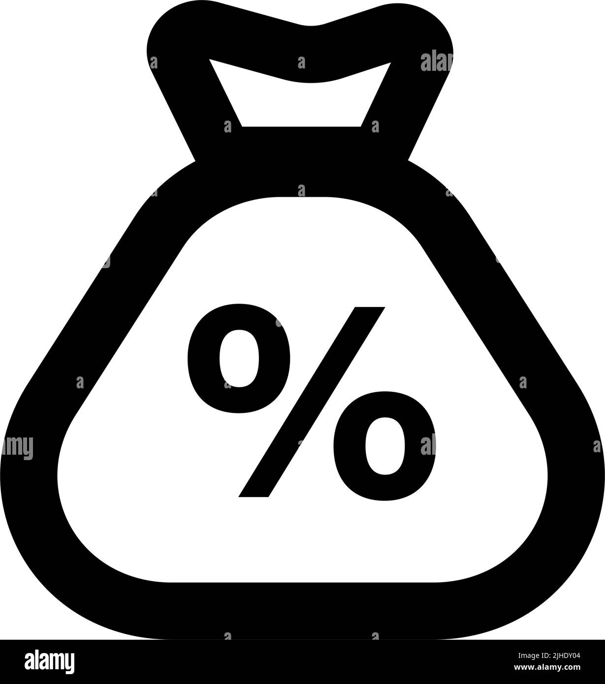 Percentuale e icona sacca. Aliquota fiscale. Vettore modificabile. Illustrazione Vettoriale