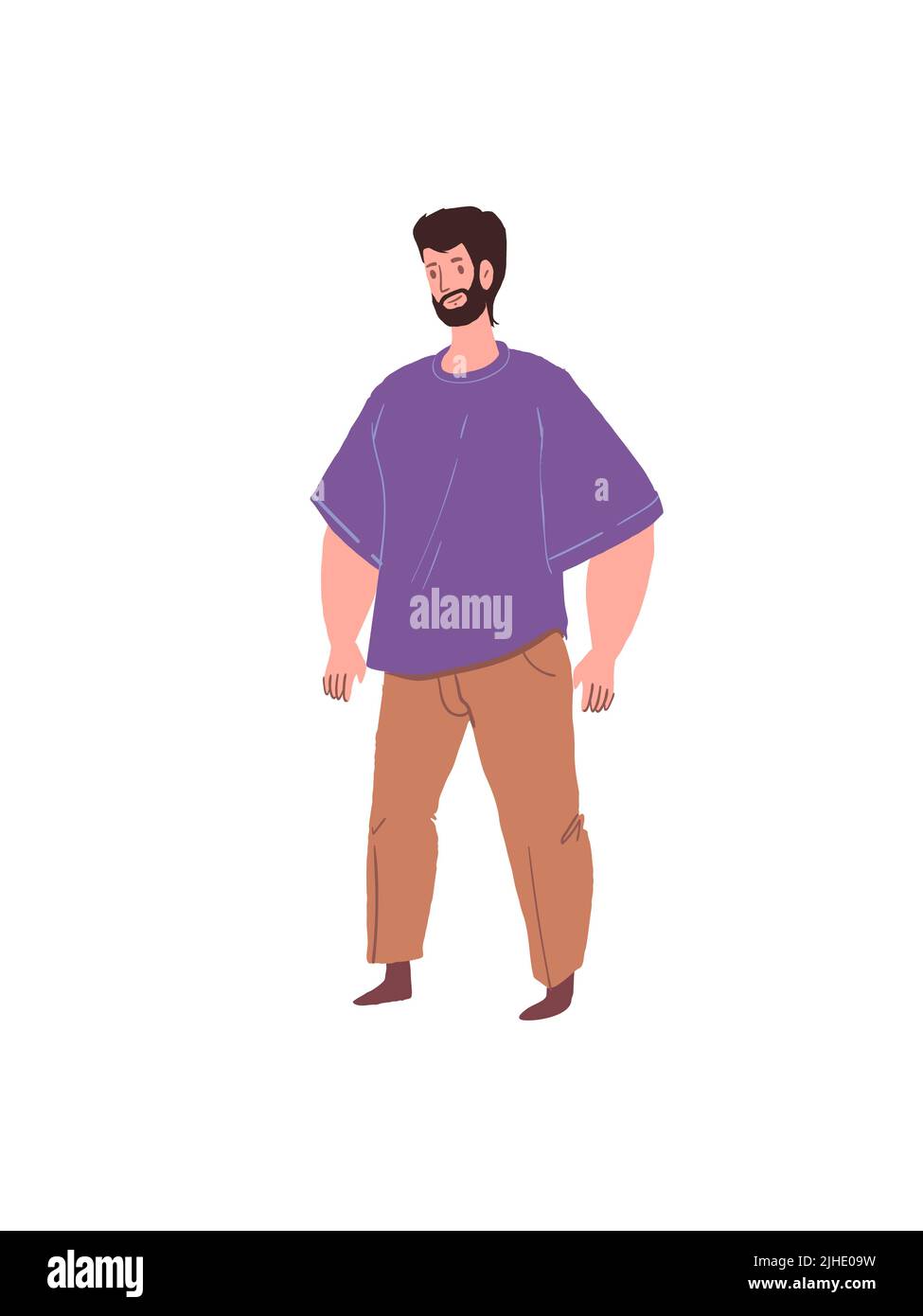 Personaggio uomo cartoon piatto su sfondo vuoto, vita familiare concetto di illustrazione vettoriale sociale Illustrazione Vettoriale