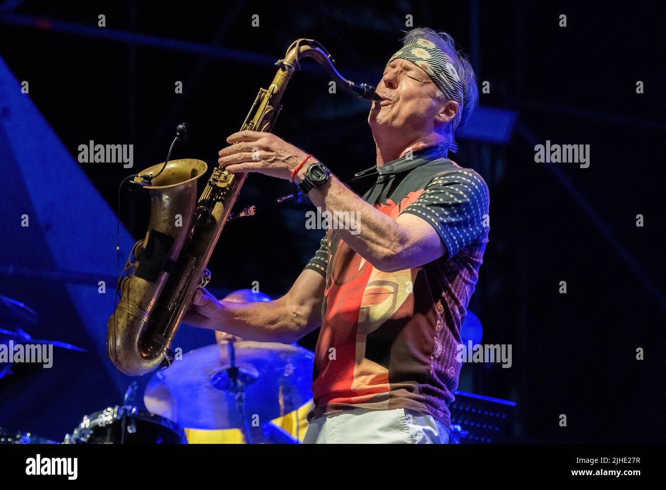 Roma, Italia. 11th luglio 2022. (7/11/2022) Concerto della leggendaria jazz band alla Casa del Jazz di Roma. LAN Doky - piano, Billy Cobham - batteria, Bill Evans - Sax, Randy Brecker - Trump, Linley Marthe - basso (Foto di Claudio Enea/Pacific Press/Sipa USA) Credit: Sipa USA/Alamy Live News Foto Stock