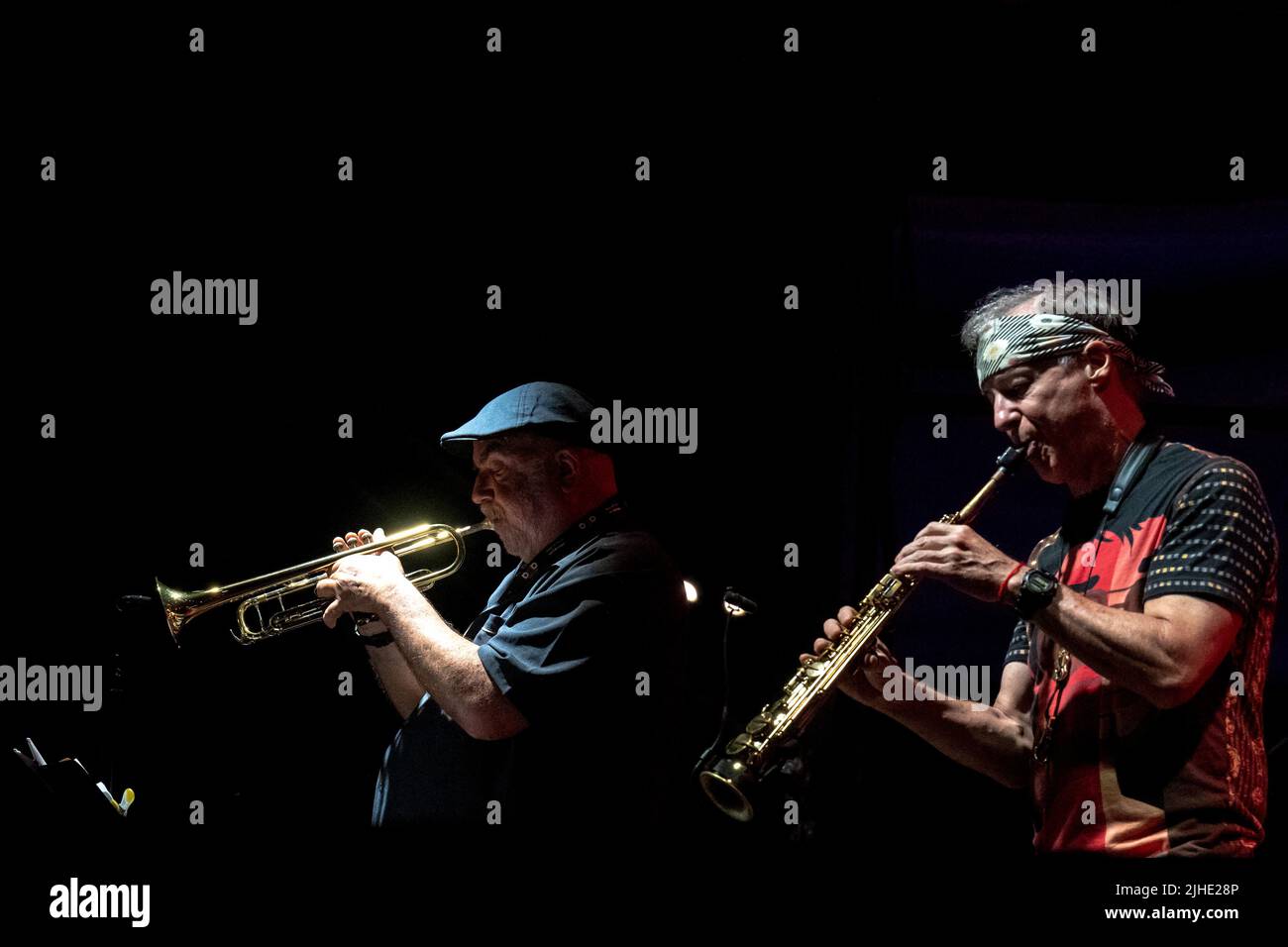Roma, Italia. 11th luglio 2022. (7/11/2022) Concerto della leggendaria jazz band alla Casa del Jazz di Roma. LAN Doky - piano, Billy Cobham - batteria, Bill Evans - Sax, Randy Brecker - Trump, Linley Marthe - basso (Foto di Claudio Enea/Pacific Press/Sipa USA) Credit: Sipa USA/Alamy Live News Foto Stock