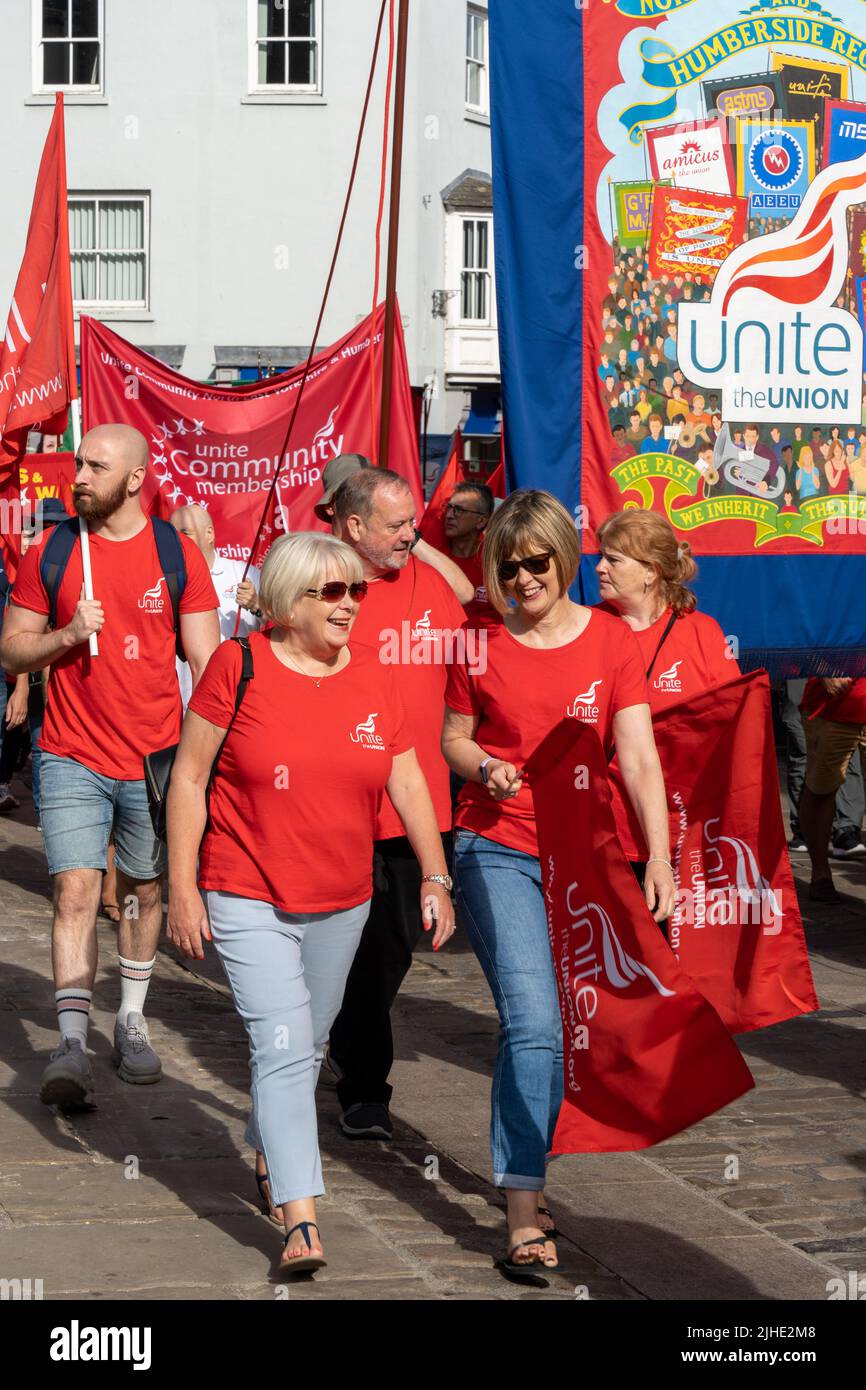 Unite l'Unione, partecipando al Gala dei minatori di Durham, "il grande meeting" dei sindacati, che si terrà a Durham, Regno Unito, il 9 luglio 2022. Foto Stock