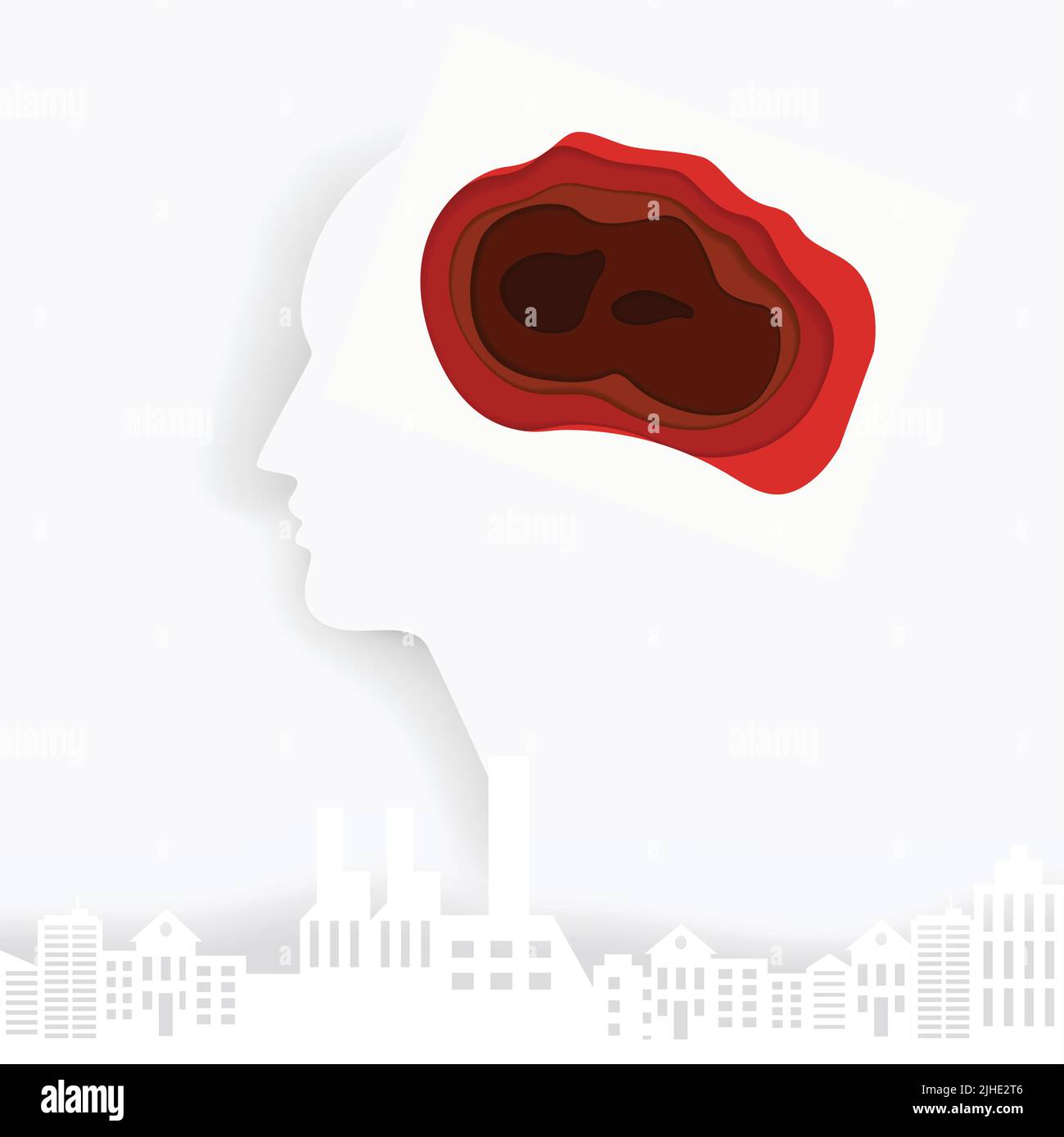 Poster sulla salute mentale in stile cartaceo. Concetto aziendale. Illustrazione vettoriale Illustrazione Vettoriale