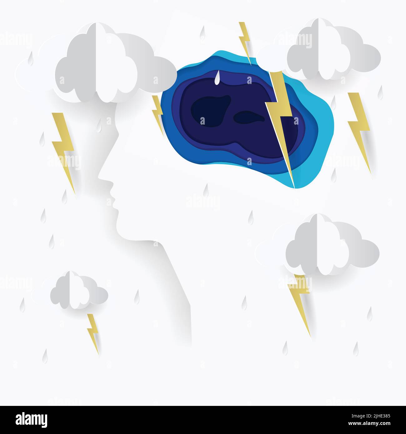 Poster sulla salute mentale in stile cartaceo. Concetto aziendale. Illustrazione vettoriale Illustrazione Vettoriale