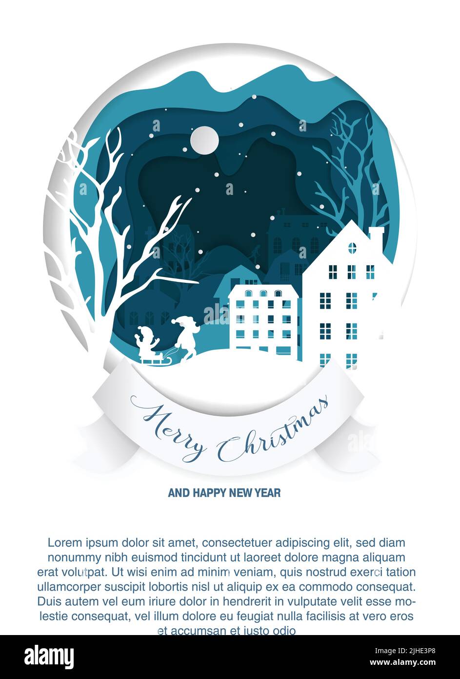Carta vettoriale art. Modello di illustrazione di Natale per biglietti d'auguri, calendario o ecc paesaggio invernale Illustrazione Vettoriale