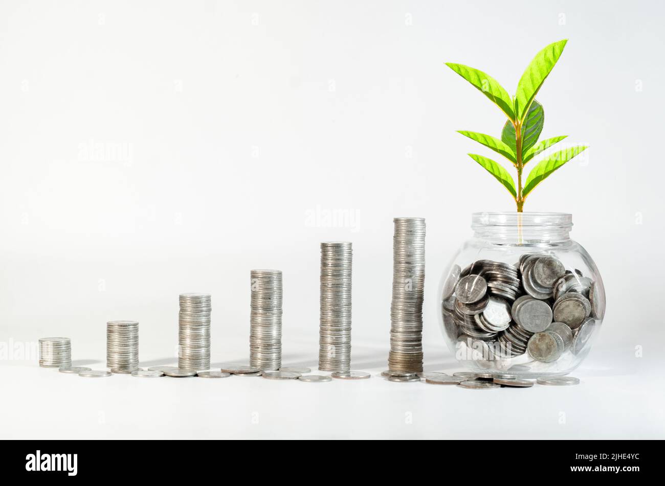 Growing graph finance la crescita del business finance la gradazione da bassa ad alta Foto Stock