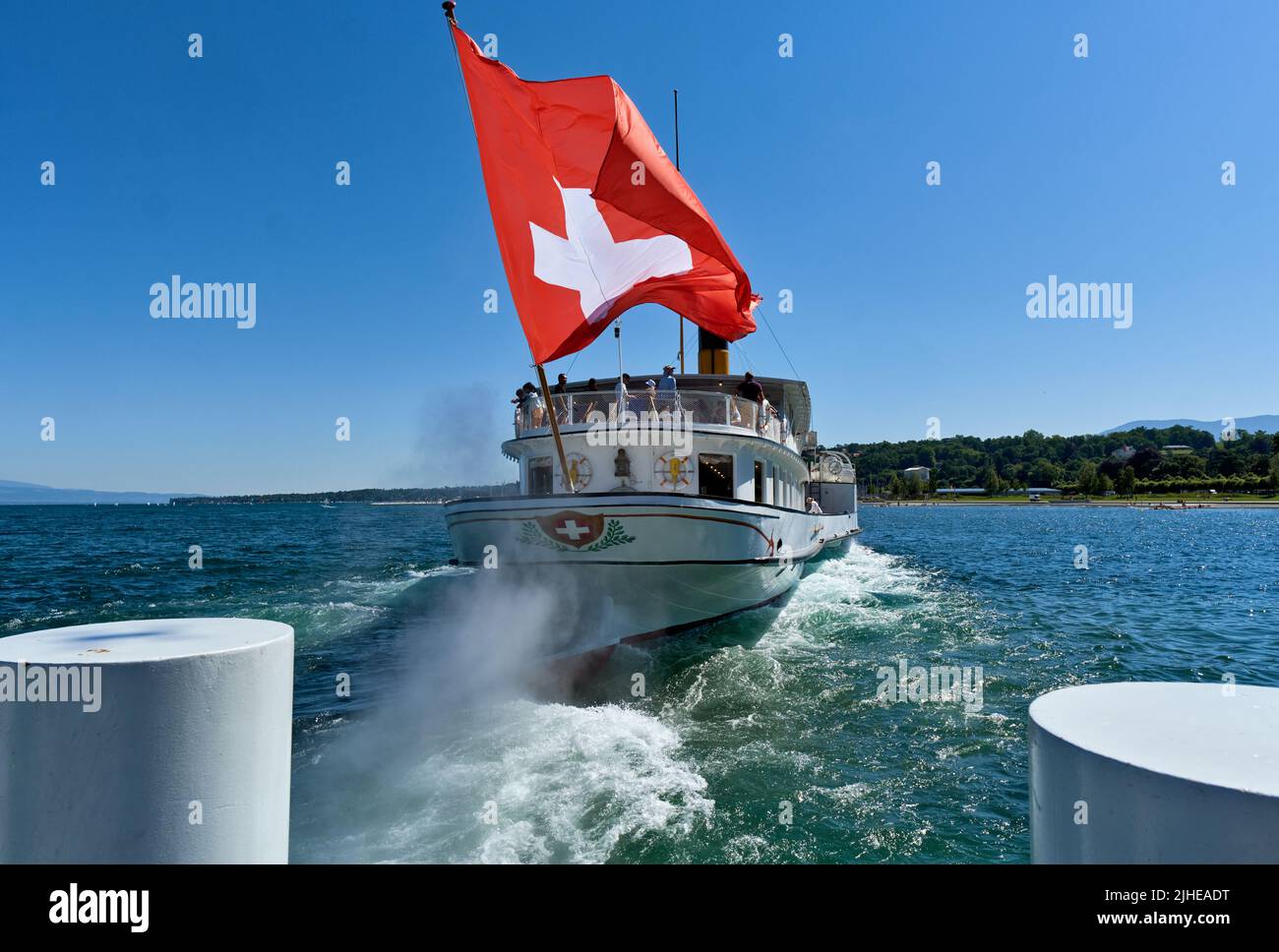 Steamboat sul lago di Ginevra, svizzera Foto Stock
