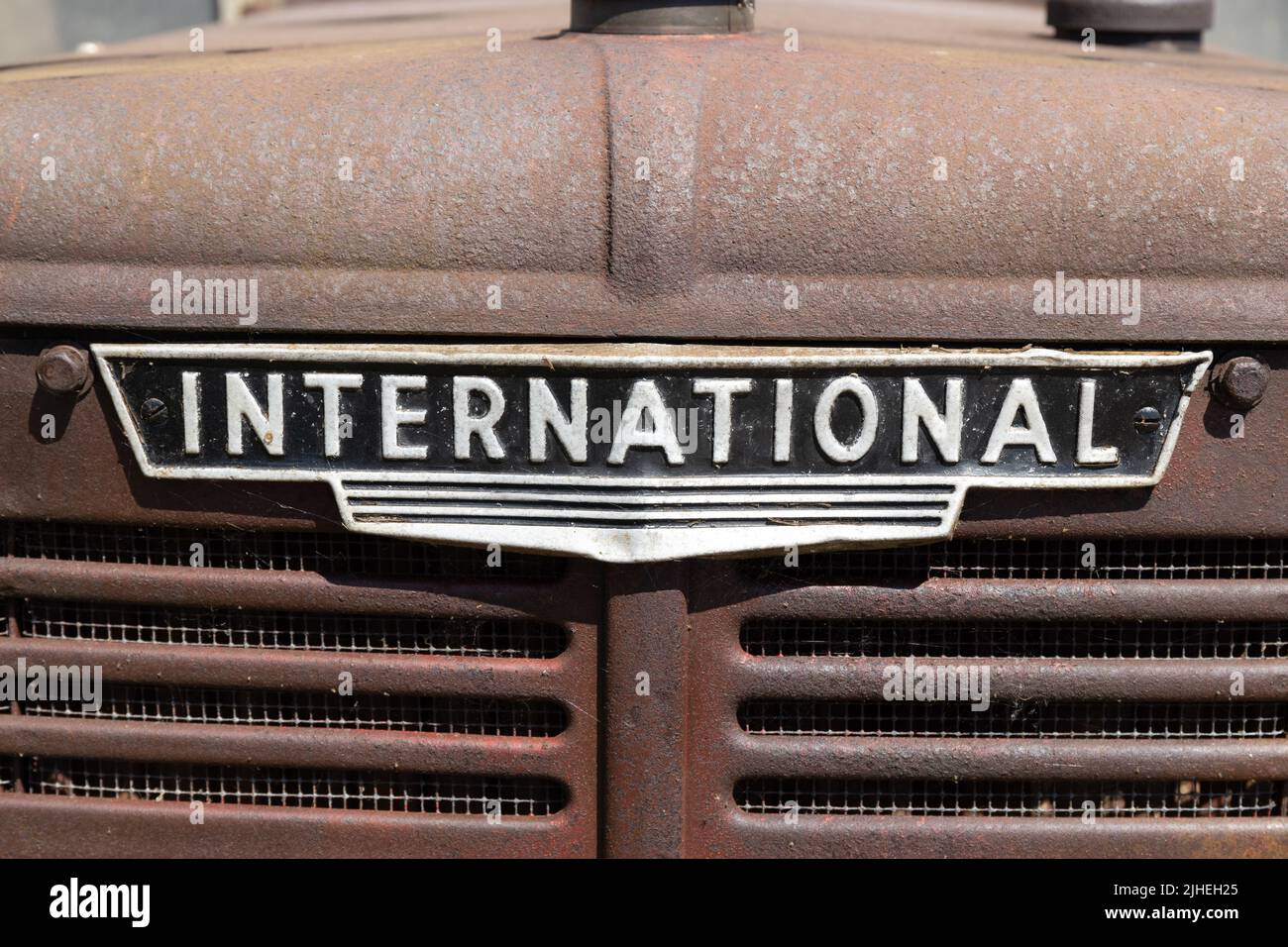 Logo internazionale sul carrello cingolato caterpillar Foto Stock