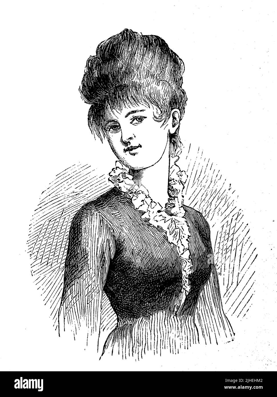 Frau, Verkäuferin in einem Ladengeschäft nach ihrem Geschäftszweig, Handschuhe Verkäuferin / Donna, commesso in un negozio al dettaglio secondo la sua linea di attività, guanti di vendita, Historiisch, storico, digitale migliorata la riproduzione di un originale dal 19th centu, genaues Originaldatum nicht bekannt Foto Stock