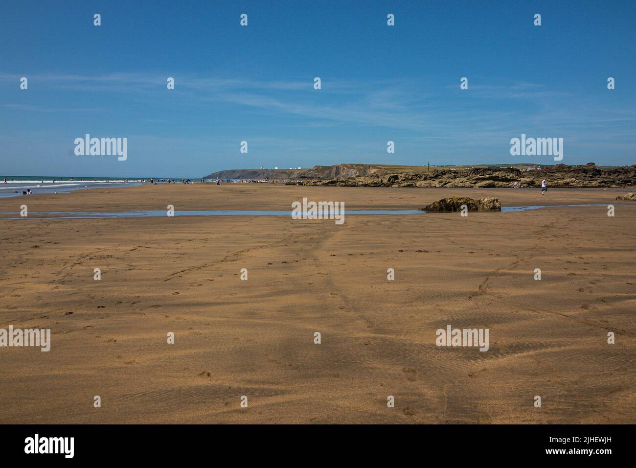 Cooklets Beach all'estremità nord di Bude Cornwall, Regno Unito Foto Stock