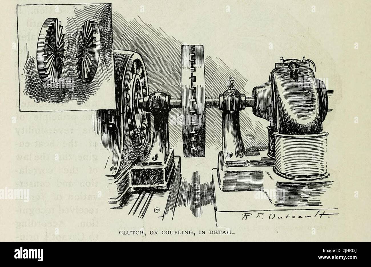 Frizione o accoppiamento in dettaglio dall'articolo 'ENERGIA ELETTRICA ALLA FIERA DEL MONDO. ' Di Nelson W. Perry, E. M. di Factory and Industrial Management Magazine Volume 6 1891 Publisher New York [etc.] McGraw-Hill [ecc.] Foto Stock