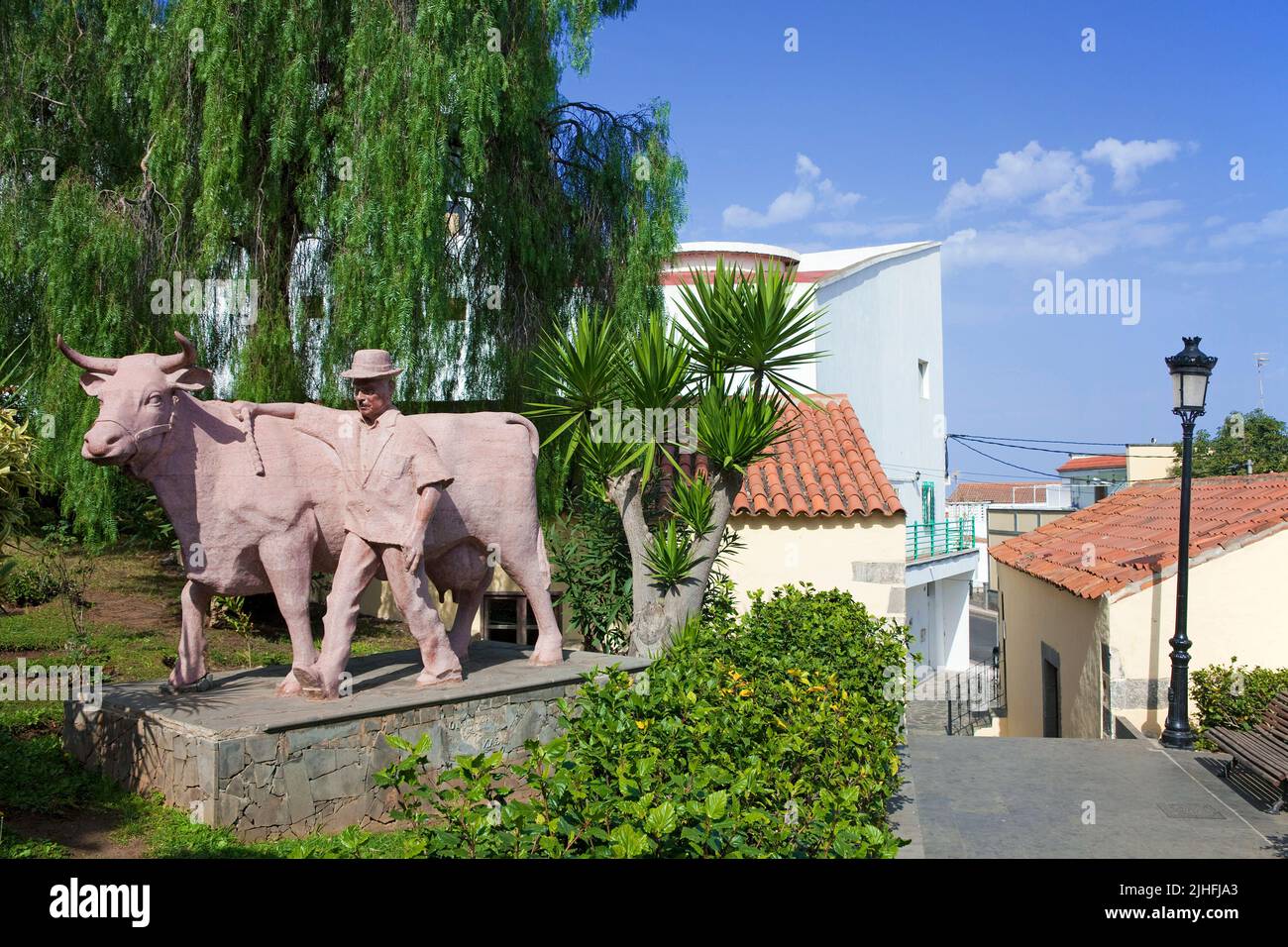 Landwirt-Denkmal a Firgas, Gran Canaria, Kanarische Inseln, Spanien, Europa | Memoriale contadino a Firgas, Gran Canaria, Isole Canarie, Spagna, Europa Foto Stock