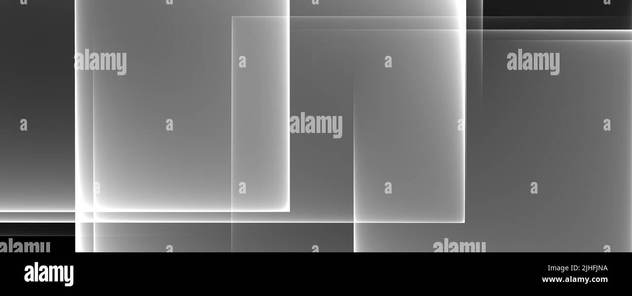 Sfondo astratto Banner 8K chiaro, scuro, monocromatico, Nero, Bianco, Raggio grigio, laser, nebbia, strisce, griglia, Quadrato, gradiente Foto Stock