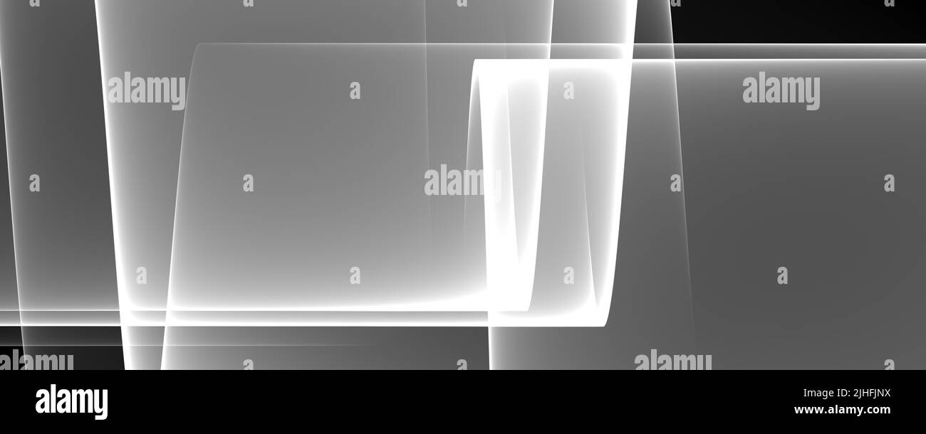 Sfondo astratto Banner 8K chiaro, scuro, monocromatico, Nero, Bianco, Raggio grigio, laser, nebbia, strisce, griglia, Quadrato, gradiente Foto Stock