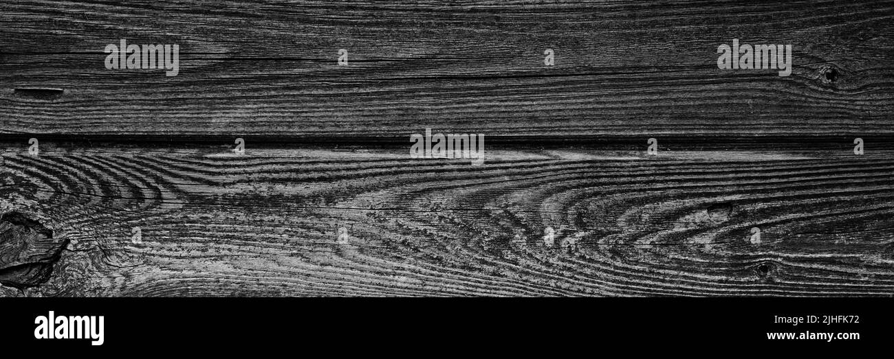 lo sfondo è colorato in nero e grigio di vecchie tavole di legno. mockup. banner Foto Stock