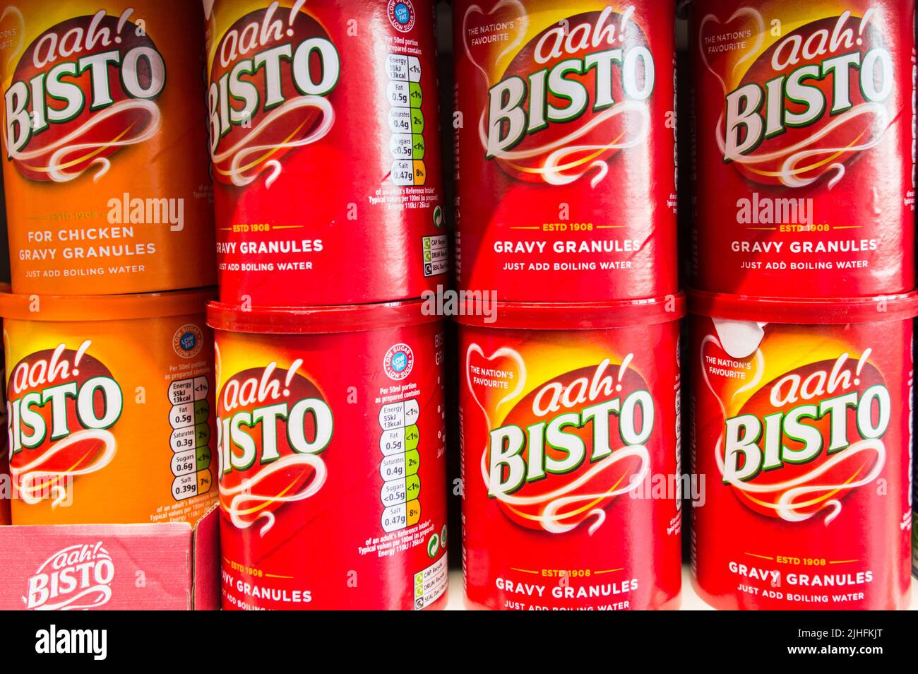 Bisto scatola granulato in scaffale Foto Stock Bisto scatola granulato in scaffale Foto Stock