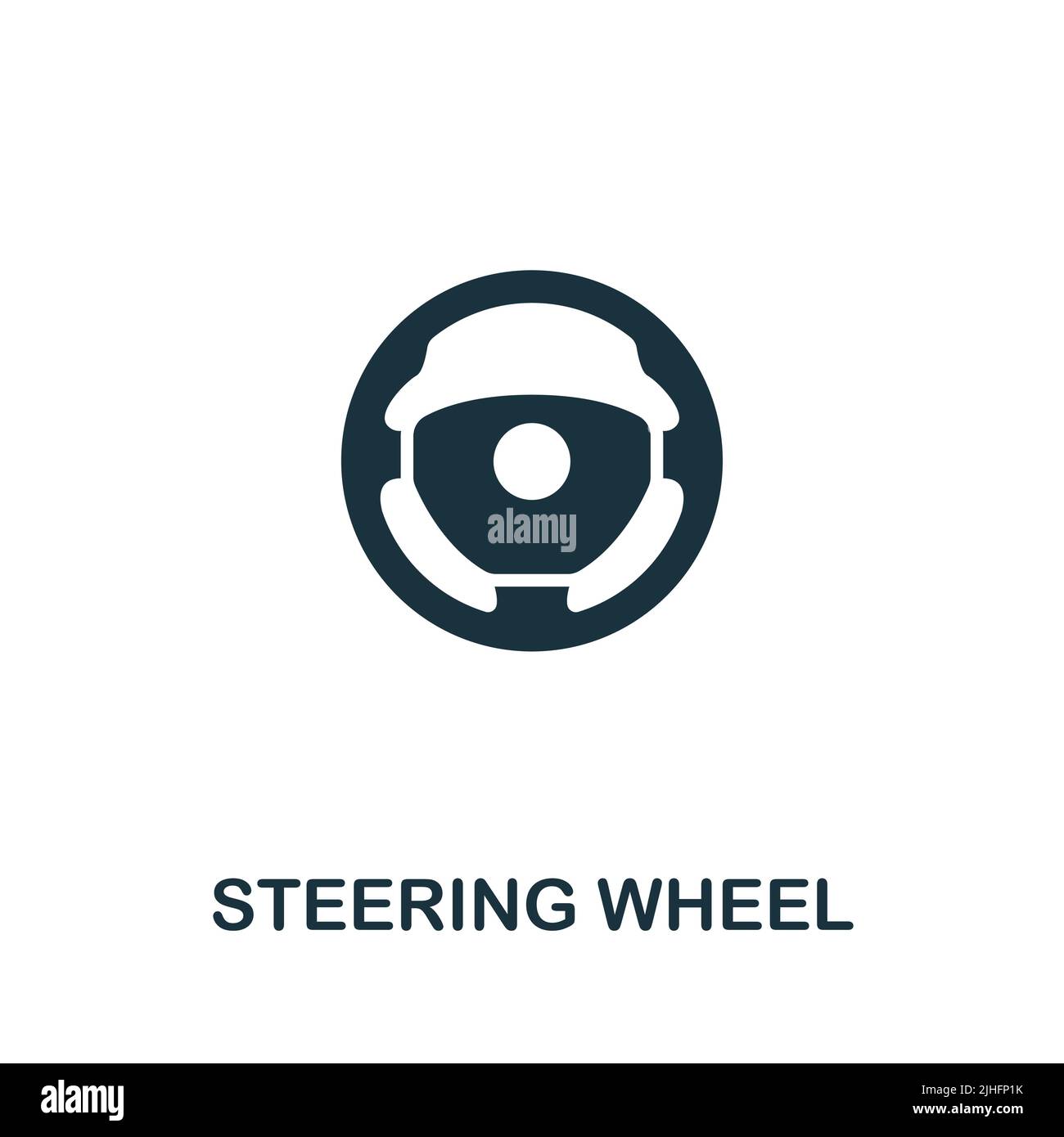 Icona del volante. Icona del servizio auto monocromatico a linea semplice per modelli, web design e infografiche Illustrazione Vettoriale