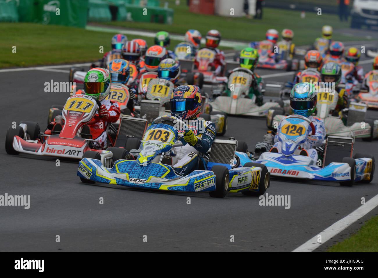 Jack Doohan è un pilota automobilistico australiano attualmente in competizione nel FIA Formula 2 Championship con Virtuosi Racing, fa anche parte dell'Accademia Alpina, e figlio di Mick Doohan, motociclista vincitore di diversi campionati del mondo, visto qui nella sua carriera karting. Foto Stock