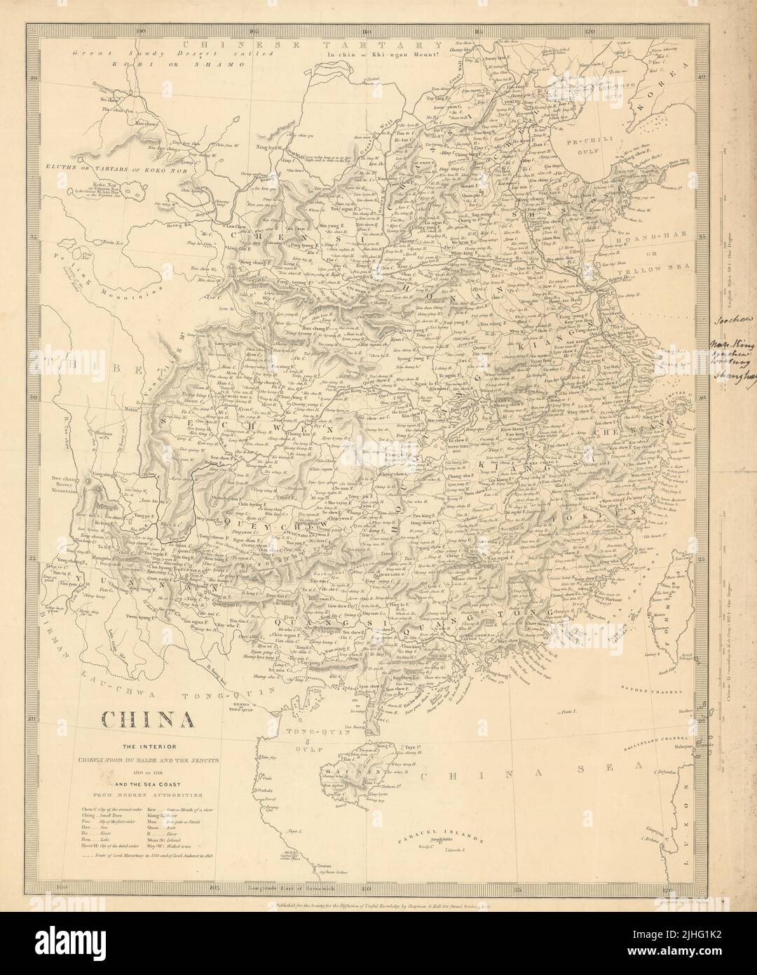 CINA da Du Hande Jesuits McCartney Kyaikkami. Mappa Formosa Taiwan SDUK 1844 Foto Stock