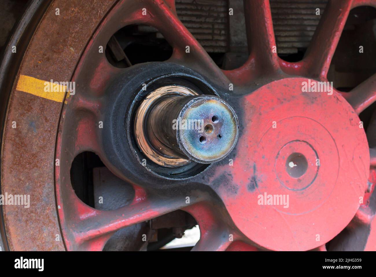 Cuscinetti per la trasmissione ad asta di una locomotiva Foto Stock
