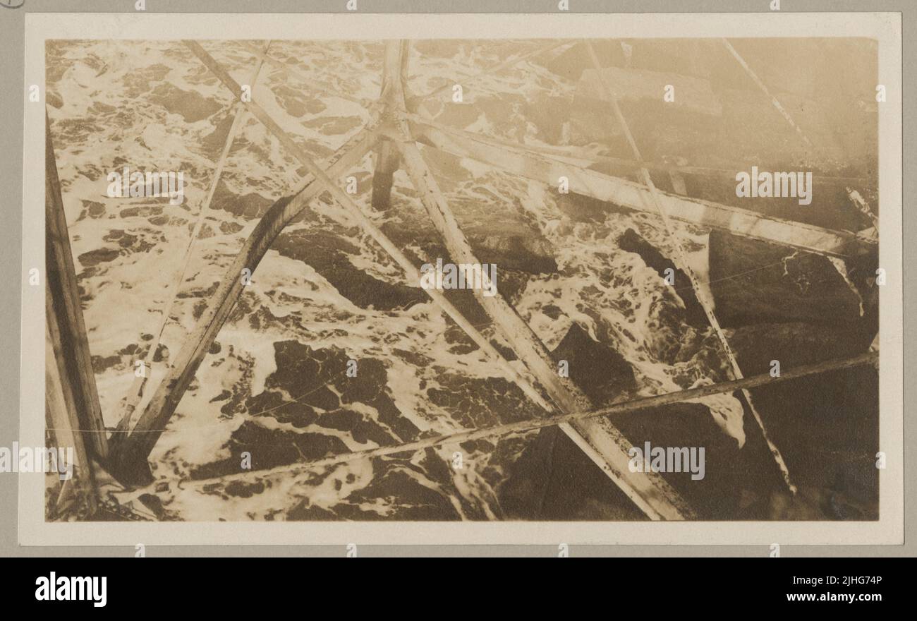 Texas - Galveston. Galveston Jetty Light Station, Texas. Mostra danni fatti da uragano del 16-17 agosto 1915. Foto Stock