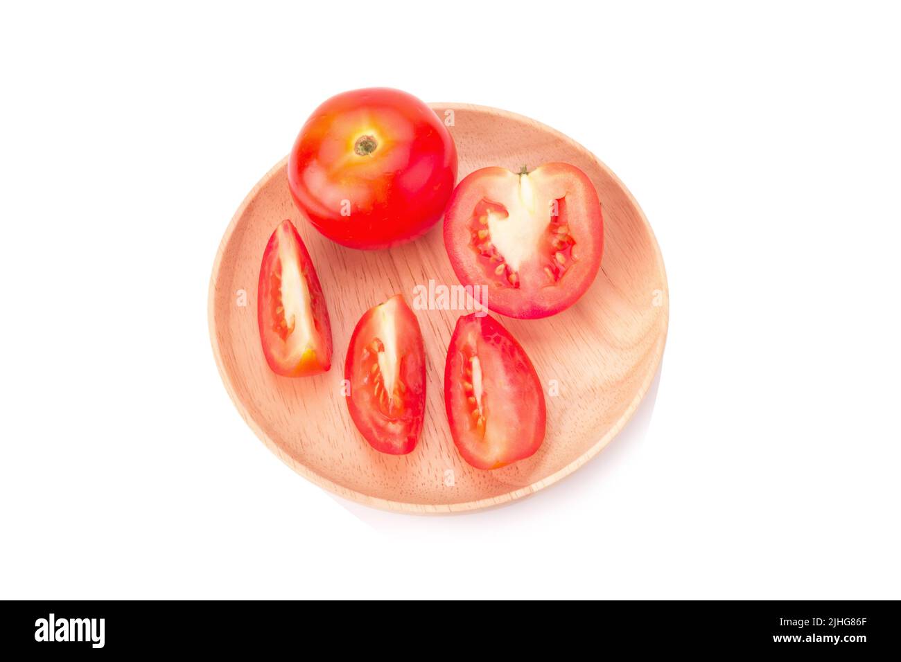 Il pomodoro isolato su sfondo bianco. Foto Stock