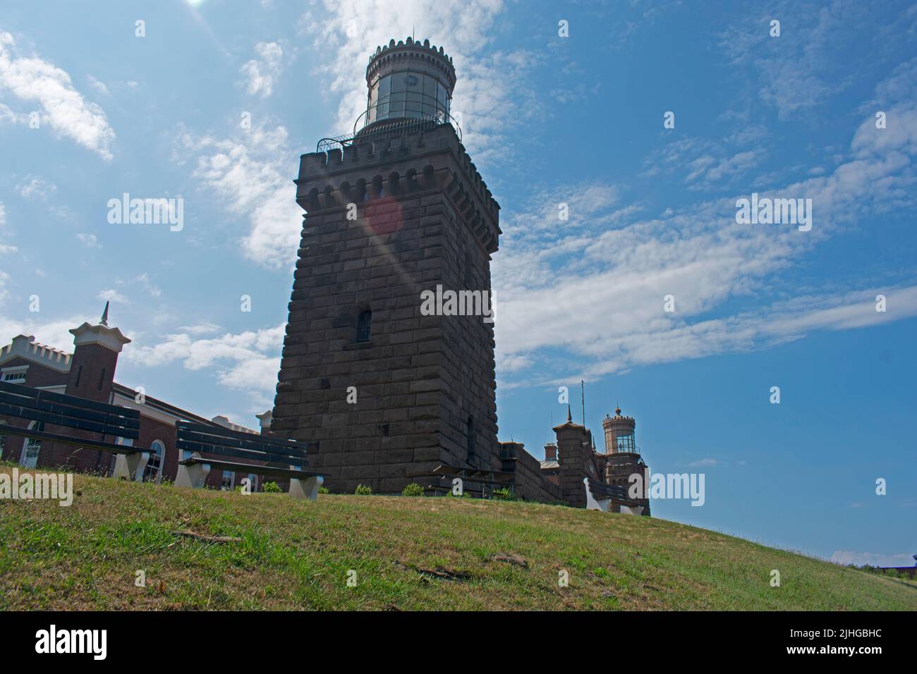 Non operativo doppio fari storici in Highlands, New Jersey, che si affaccia Sandy Hook Bay -09 Foto Stock