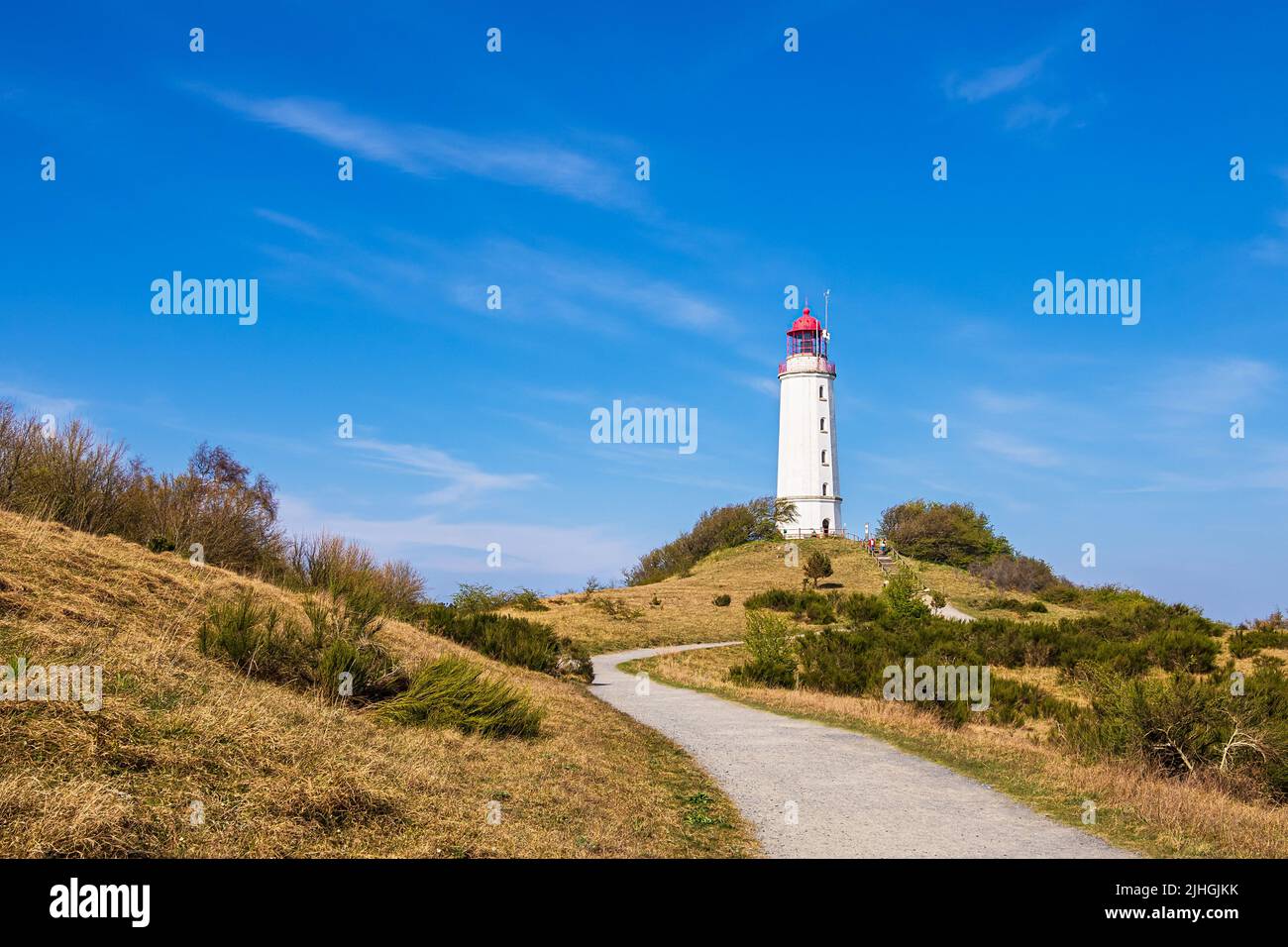 Il faro Dornbusch sull'isola di Hiddensee, Germania. Foto Stock