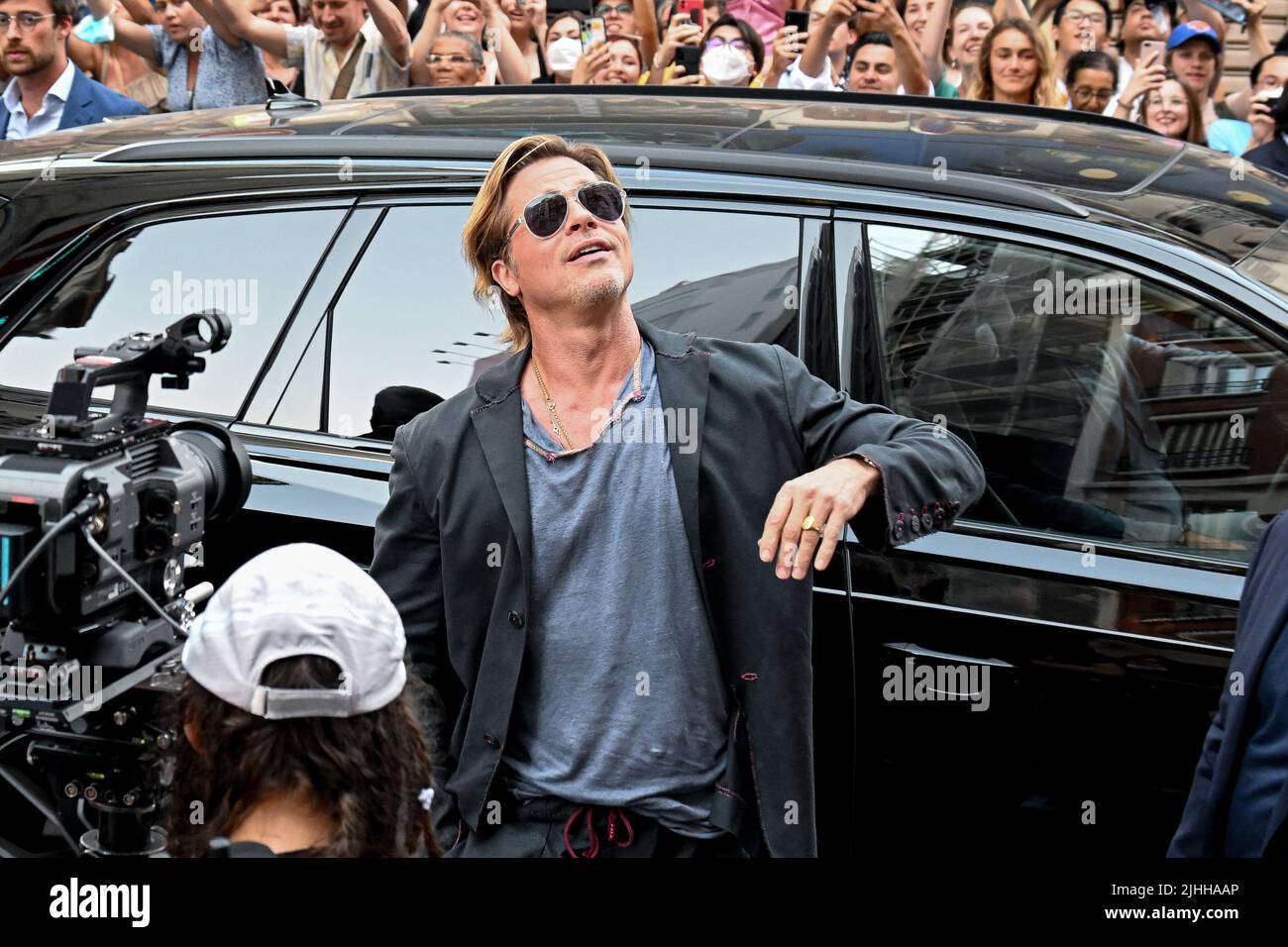 Parigi, Francia. 18th luglio 2022. Brad Pitt - Premiere di Bullet Train a le Grand Rex a Parigi (Photo by Lionel Urman/Sipa USA) Credit: Sipa USA/Alamy Live News Foto Stock