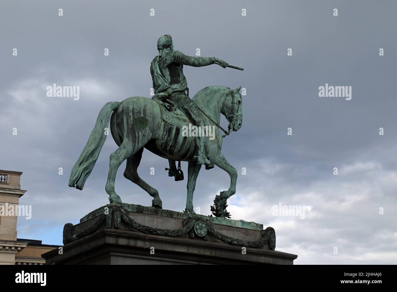 Statua equestre di Gustav ll Adolf a Stoccolma Foto Stock