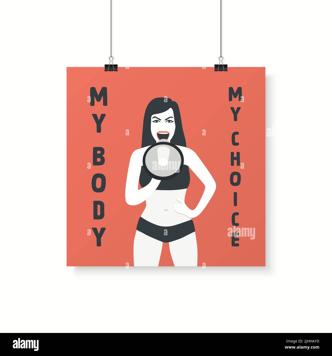 My Body My Choice Sign. Women's Rights Poster, che chiede l'accesso continuo all'aborto dopo il Ban sugli aborti, Roe / Wade. Diritti delle donne a. Illustrazione Vettoriale