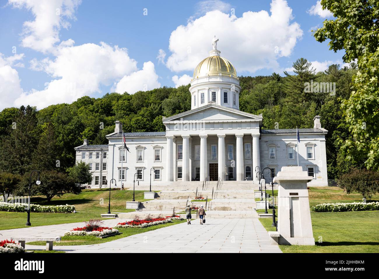 Il palazzo del campidoglio del Vermont state House su state Street nella capitale di Montpelier, Vermont, USA. Foto Stock