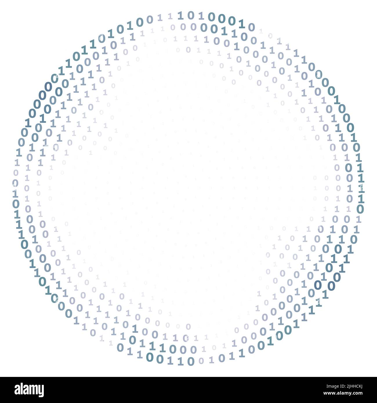 Cornice circolare binaria digitale di zeri e di uno. Motivo grafico vettoriale Illustrazione Vettoriale