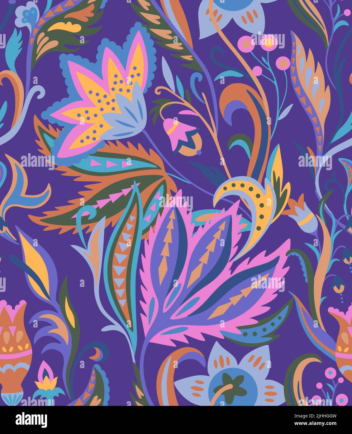 Motivo ornamentale floreale vintage in stile vittoriano per arredamento, carta da parati, tessuto design. Pastello delicato ornamento whimsical Illustrazione Vettoriale