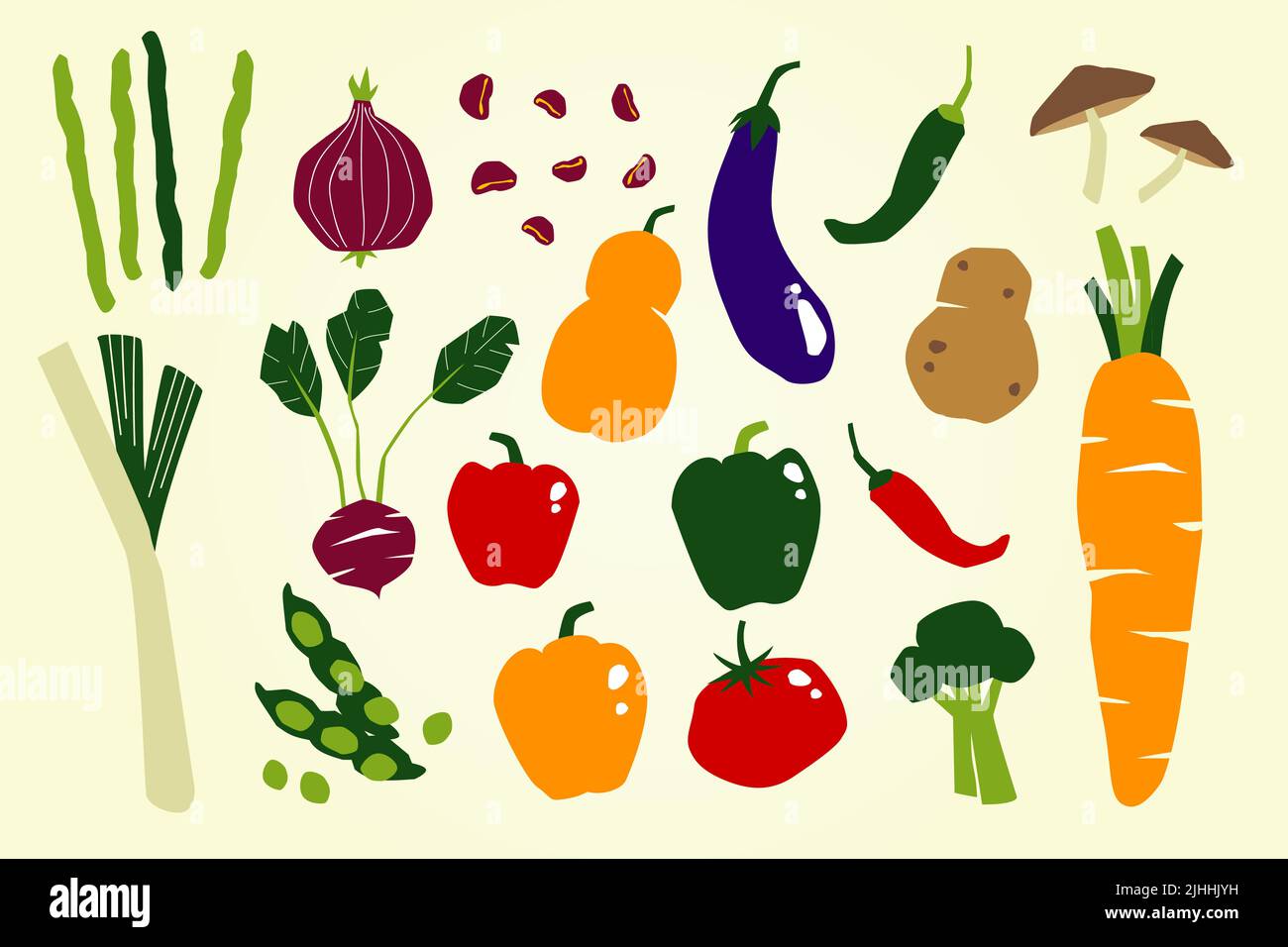 Verdure colorate icona piatta o set vettoriale Illustrazione Vettoriale