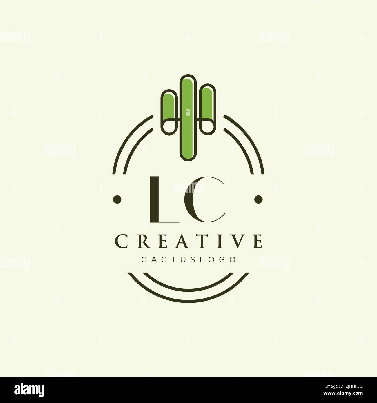 LC lettera iniziale verde vettore modello logo cactus Illustrazione Vettoriale