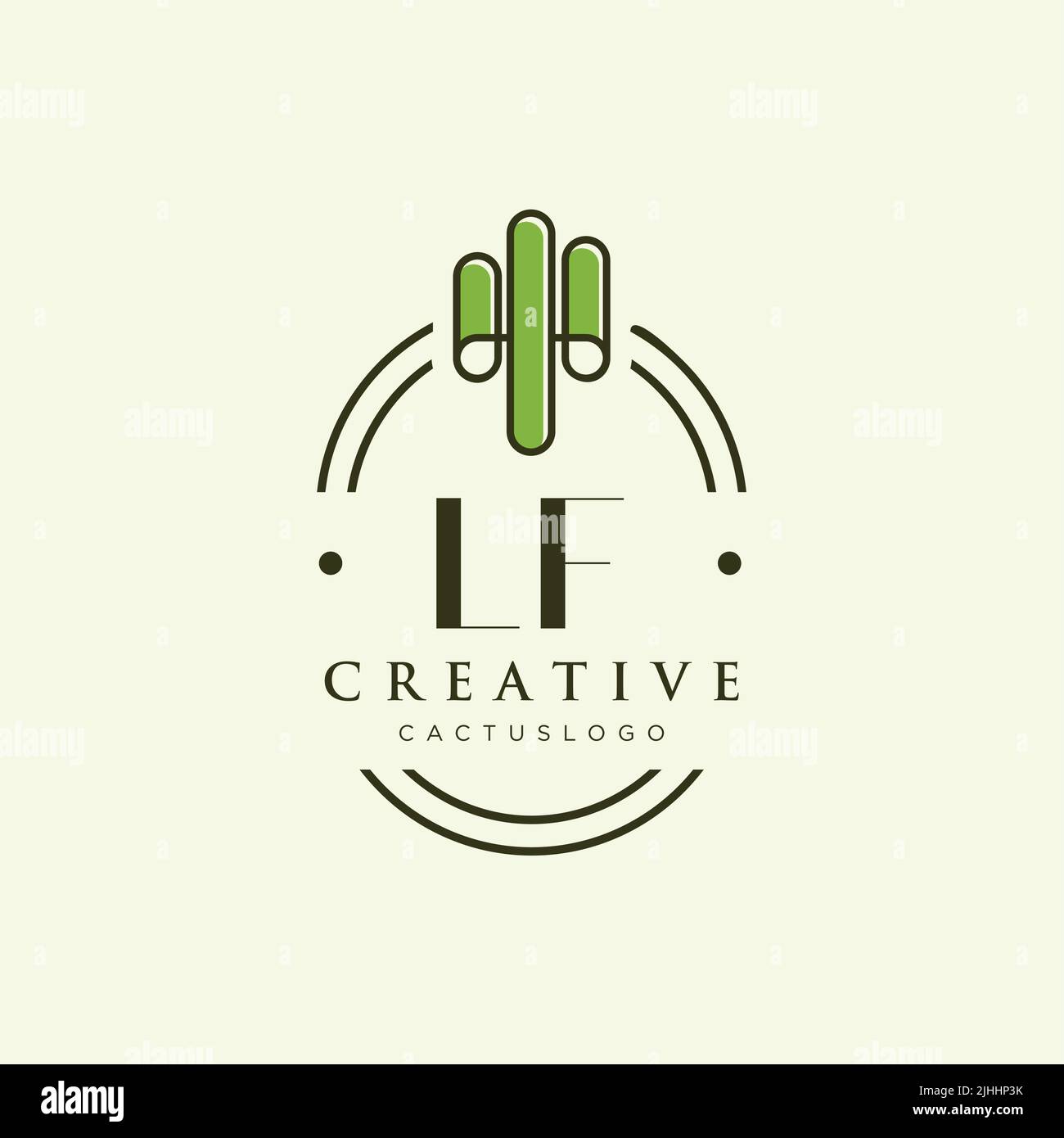 Vettore modello logo cactus verde lettera iniziale LF Illustrazione Vettoriale