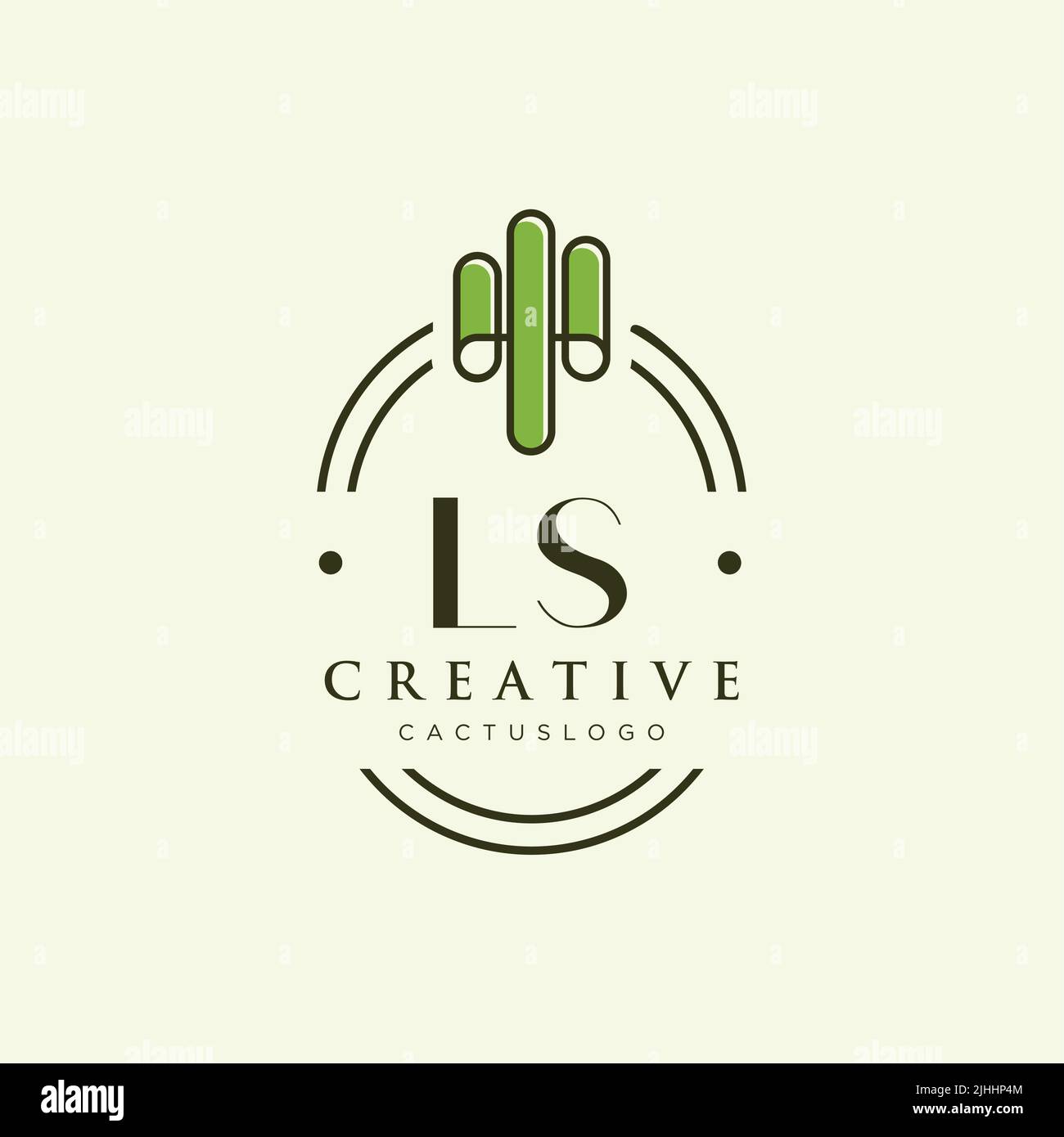 Vettore modello logo cactus verde lettera iniziale LS Illustrazione Vettoriale
